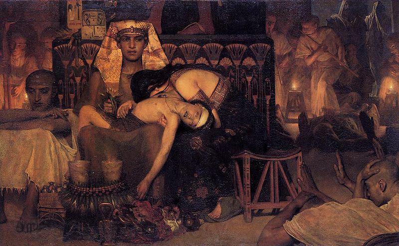 Sir Lawrence Alma-Tadema,OM.RA,RWS Death of the Pharaoh's firstborn son Spain oil painting art